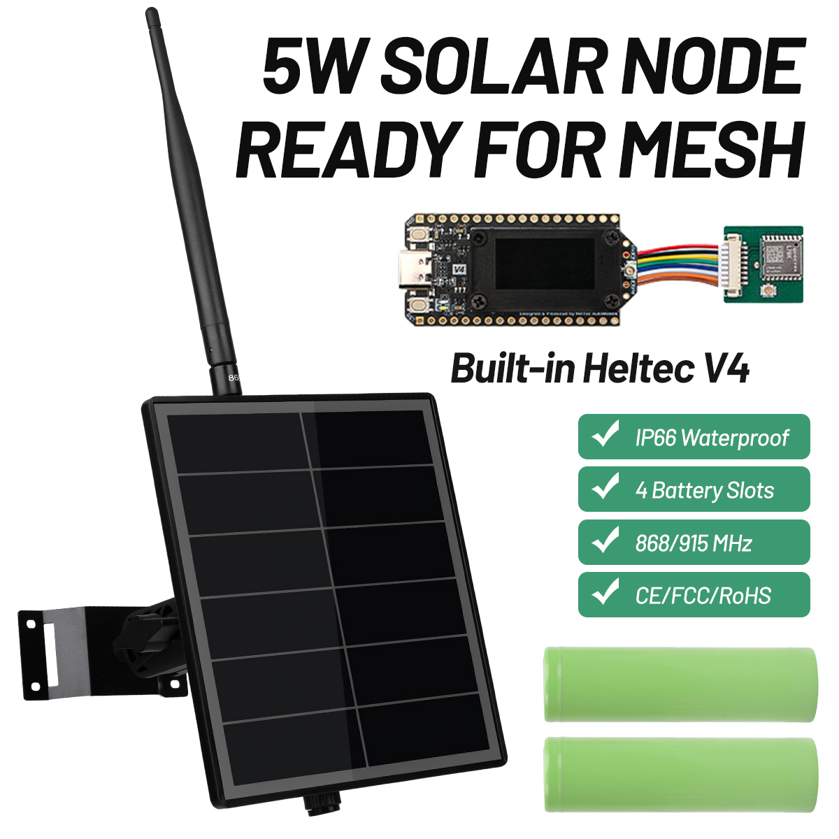 Smart Garden Esp32 - 屋外用メッシュタスティックソーラーノード GPSモジュール搭載 Heltec ESP32 LoRa V4