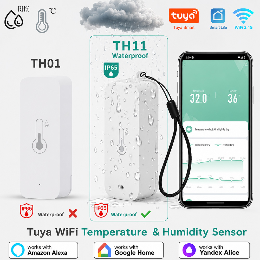 Smart Garden Arduino - IP65 防水 Tuya WiFi 屋外温度湿度センサー スマート温度計湿度計