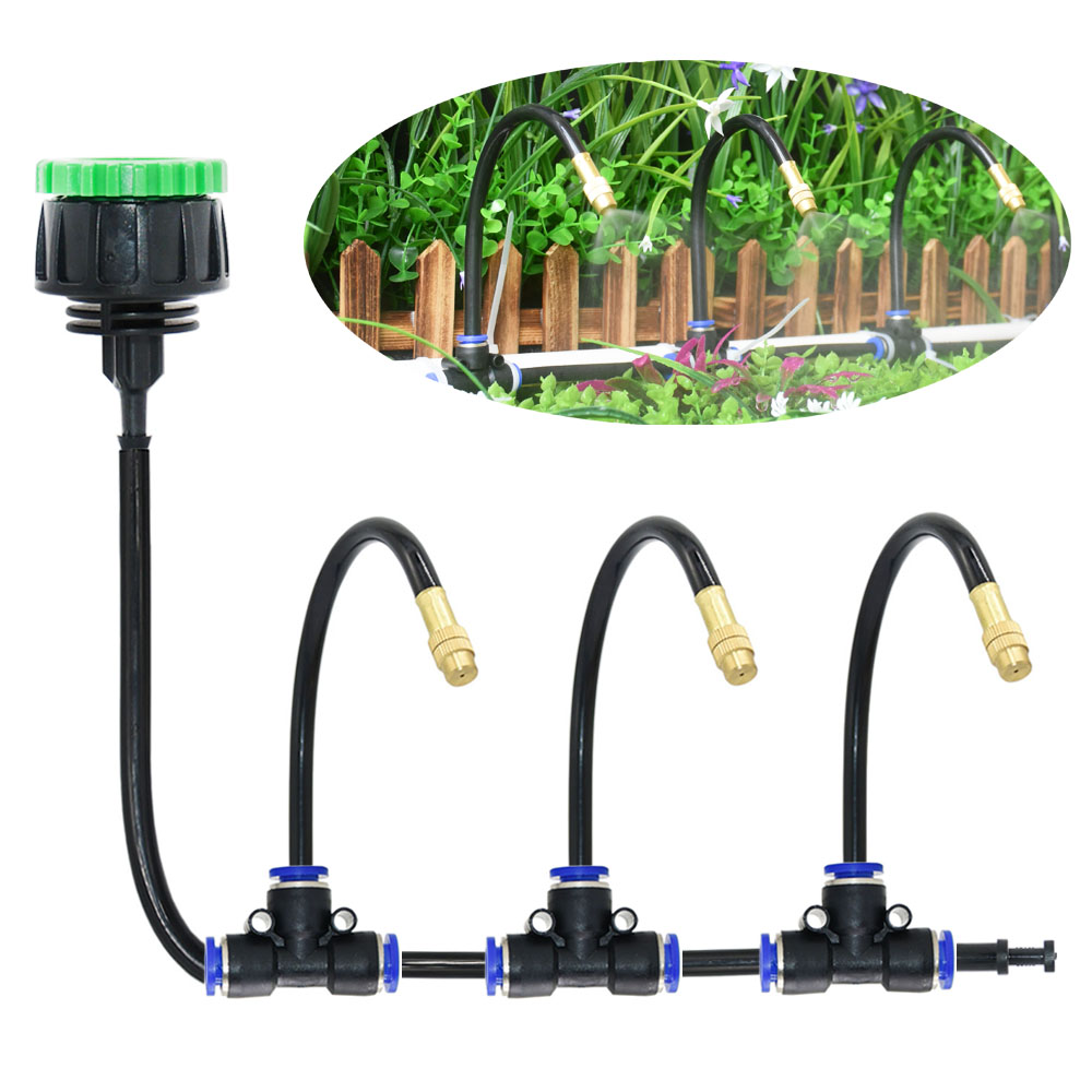 Smart Garden Sprinkler System - 屋外ミスト冷却システム DIY 庭灌漑散水 8 ミリメートル真鍮アトマイザーノズルコネクタキットパティオ温室用
