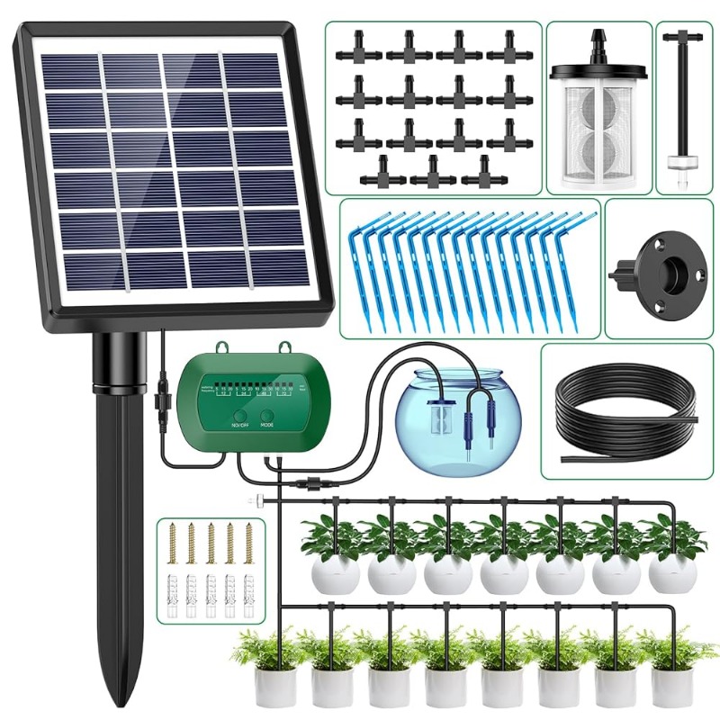 Smart Garden Watering - ソーラーインテリジェント灌漑キット 6V 2W 内蔵 1800mAh バッテリー灌漑鉢植え