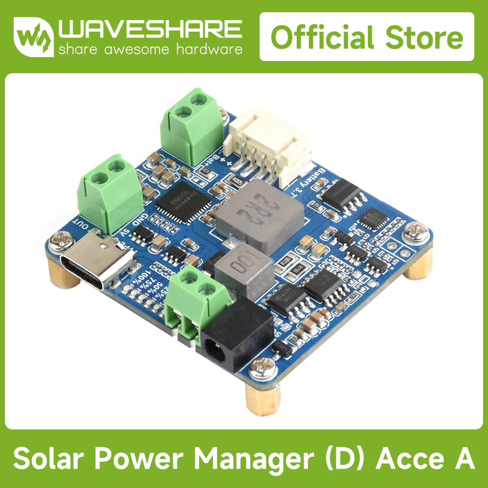 Smart Garden Arduino - Waveshare ソーラーパワーマネージャーモジュール (D)、6V~24V ソーラーパネルと Type-C 電源アダプターをサポート、5V/3A、Raspberry