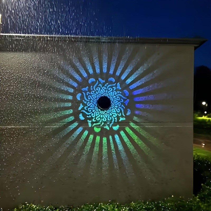 Smart Garden Ornaments - ソーラーLEDウォールライトマンダラプロジェクションランタン防水屋外中庭装飾ランプソーラーハンギングランタンガーデン用