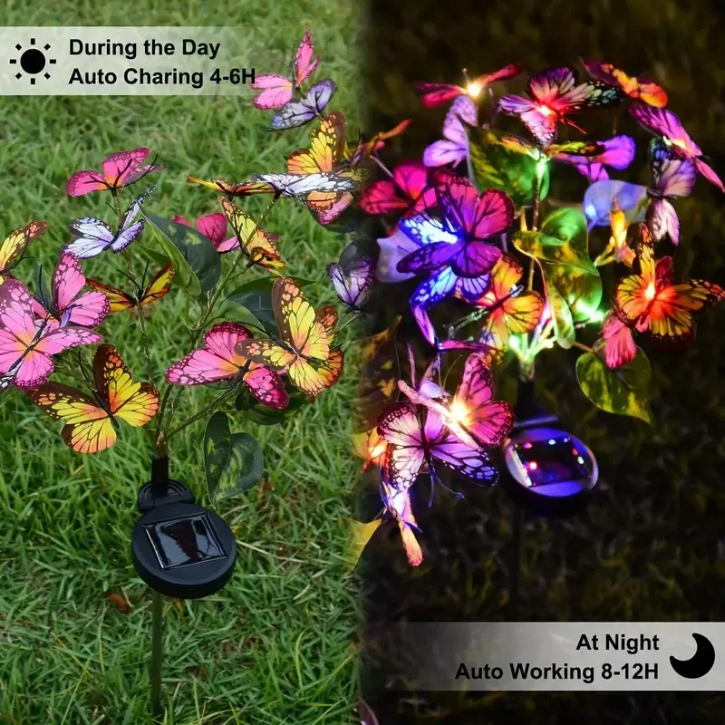 ソーラー LED バタフライガーデンライト防水カラフルな屋外 - Smart Garden Ornaments のレビューと価格