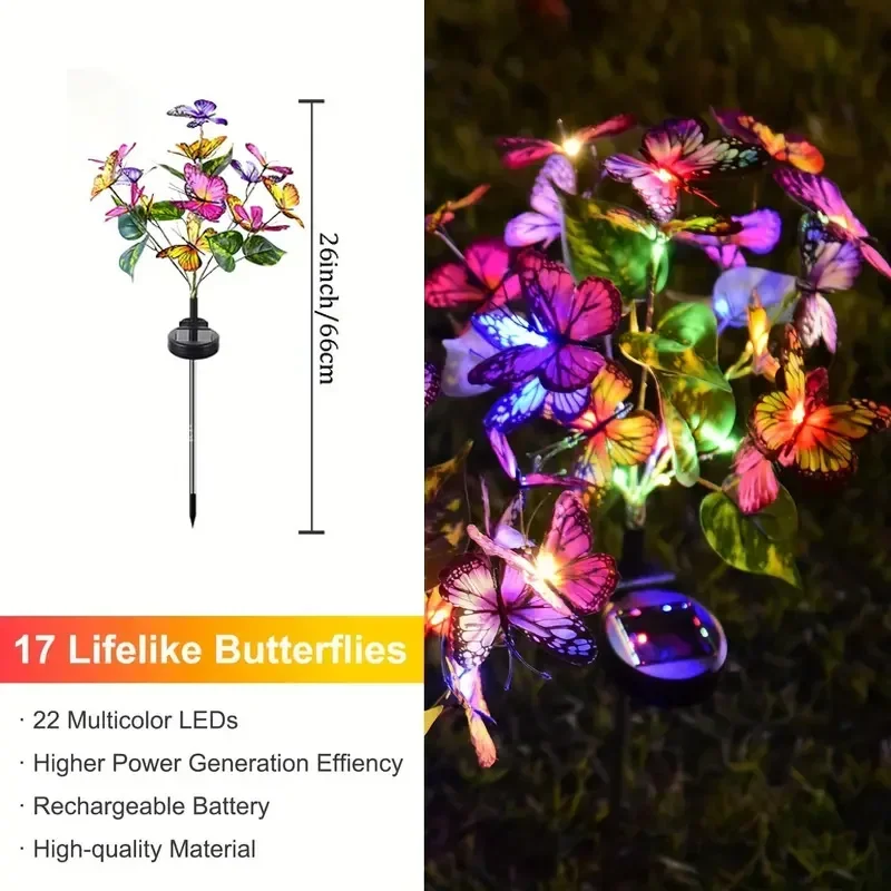 ソーラー LED バタフライガーデンライト防水カラフルな屋外 - Smart Garden Ornaments のレビューと価格