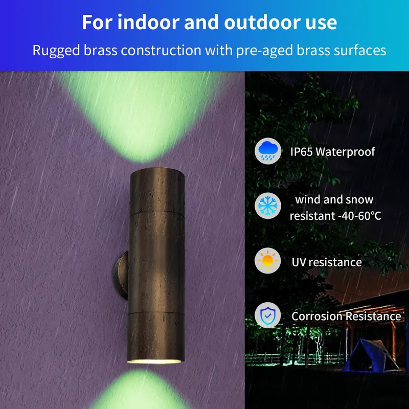 耐久性のある真鍮製屋外LEDウォールライト、IP65防水設計 - Smart Gardening のレビューと価格