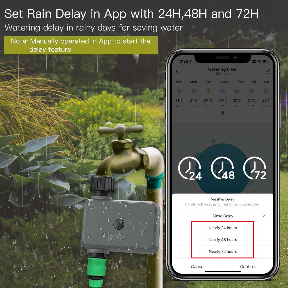 MoesスマートトゥヤBluetoothウォータータイマー雨 - Smart Garden Watering のレビューと価格