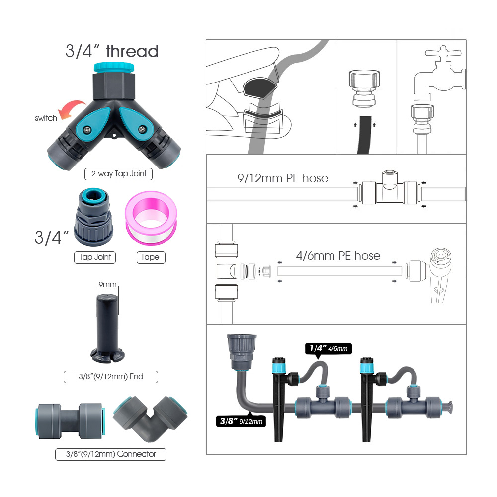 3/8インチ バブラーガーデン灌漑システム 9/12mm P - Smart Garden Sprinkler System のレビューと価格