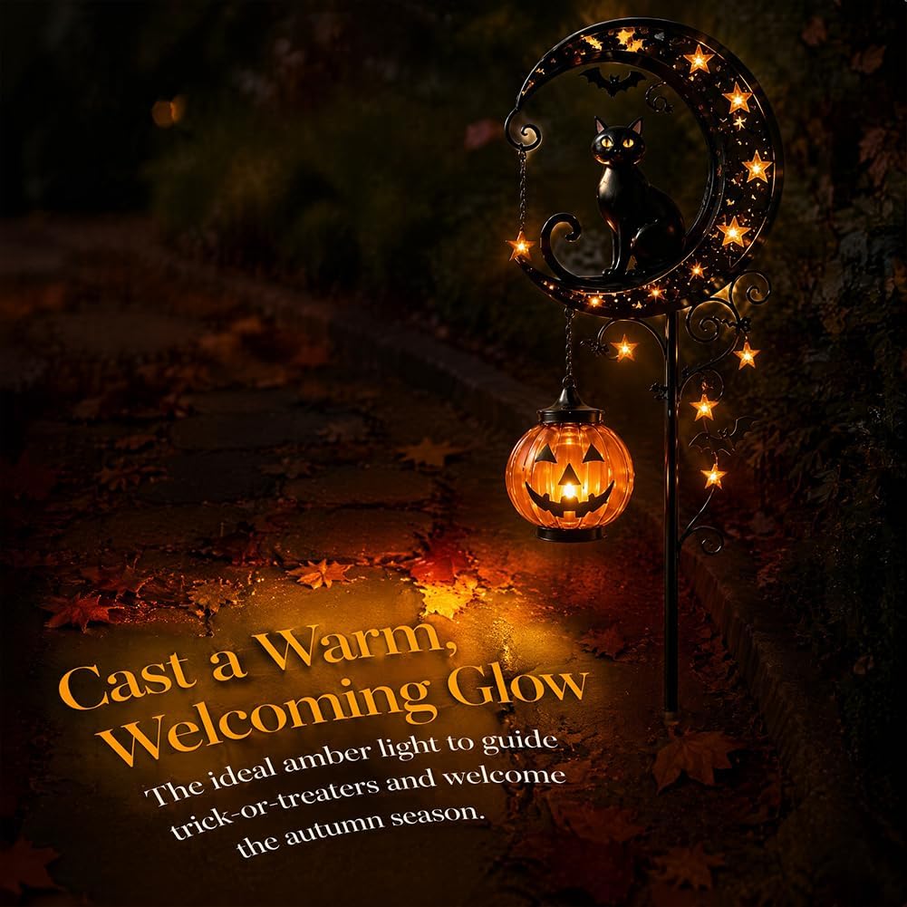 ソーラーハロウィン黒猫＆パンプキンムーンガーデンステークライ - Smart Garden Ornaments のレビューと価格