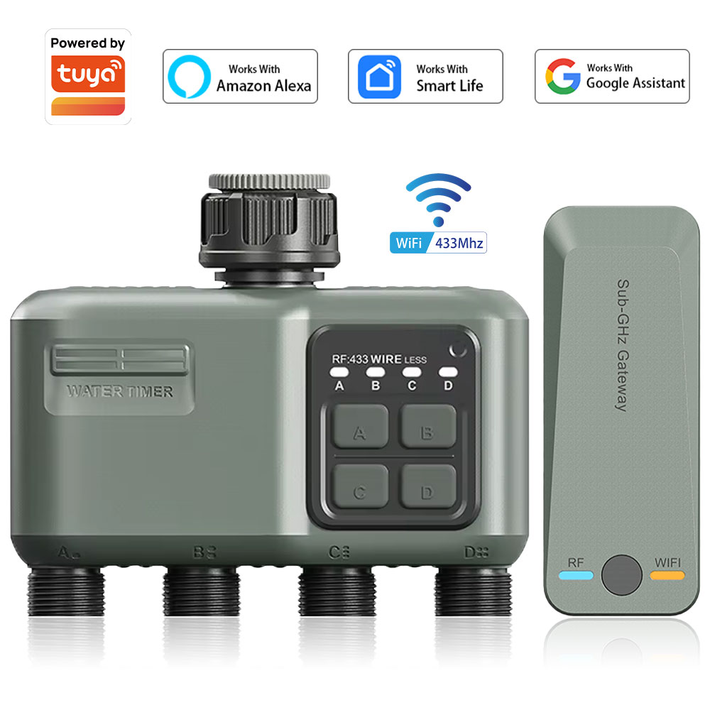 4口プログラマブル水タイマー（ガーデンホース用）、雨天時遅延 - Smart Garden Sprinkler System のレビューと価格